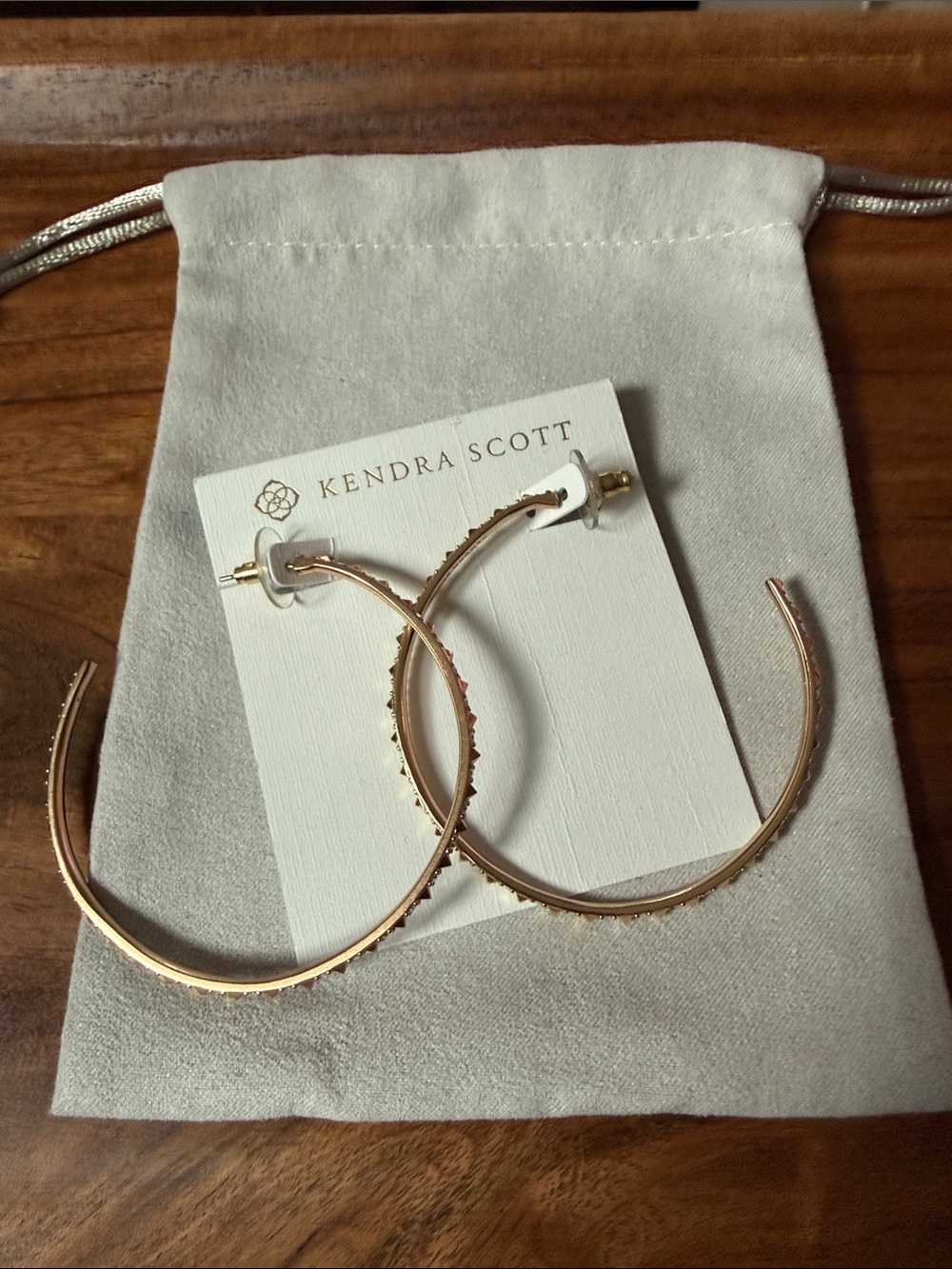 Kendra Scott Rose Gold Val Rhinestone Hoop Earrings - Picture 2 of 3